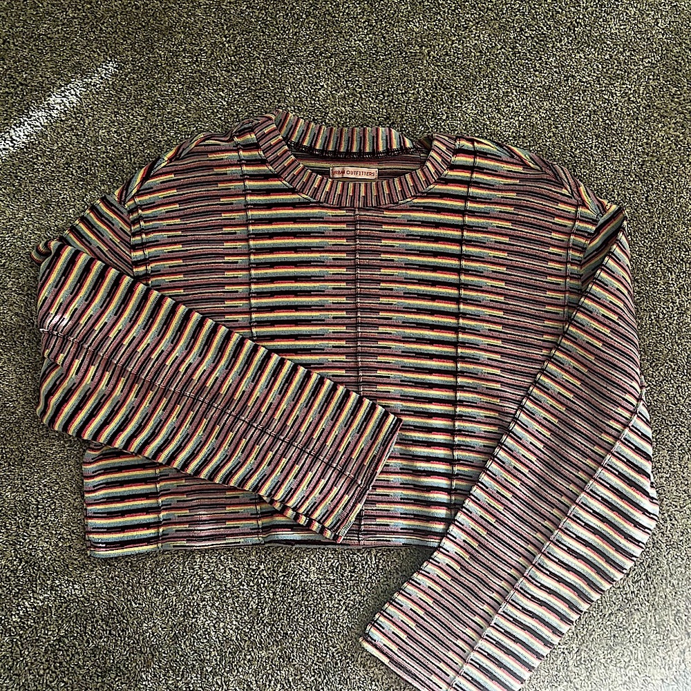 Urban Outfitters Striped Cropped Long Sleeve Sweater